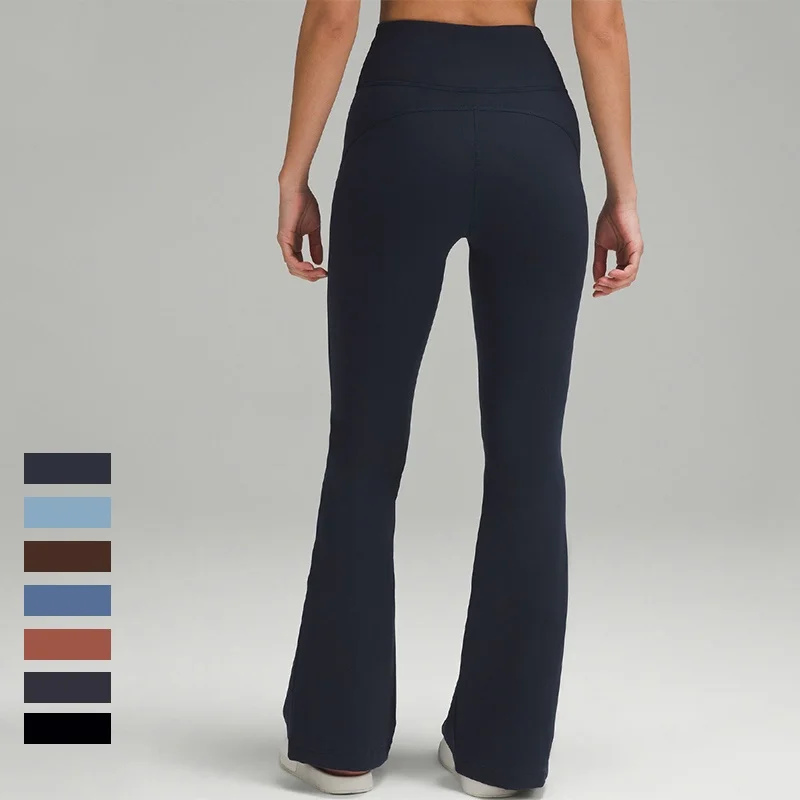 Yoga flared pants with brand logo women wide-foot pants high waist hip lift niners casual sports trousers slacks bell-bottoms