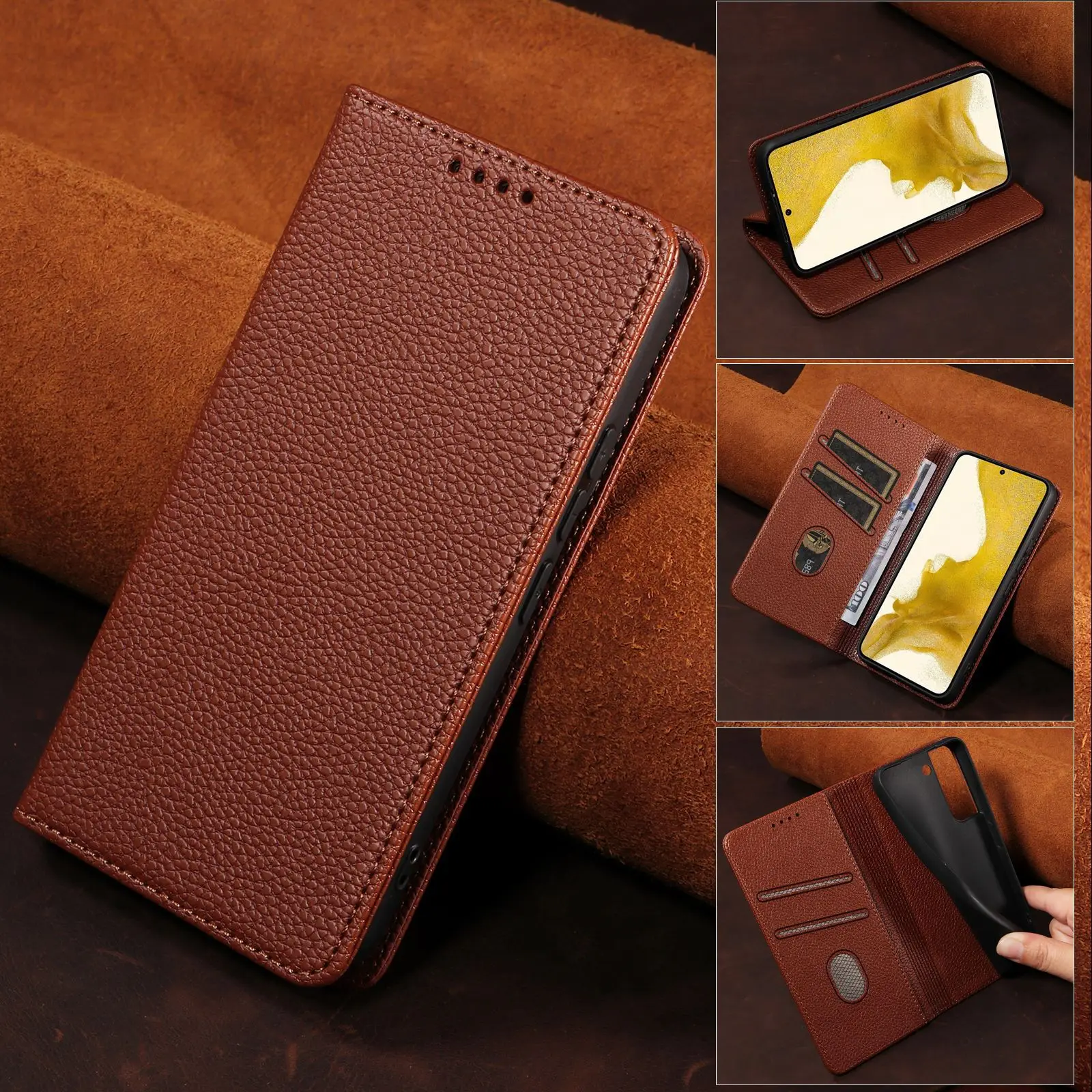 Wallet Case for Samsung Galaxy S24 Ultra/S24 Plus/S24, Premium PU Leather Cover RFID Blocking Card Holder Folio Magnetic Kicksta