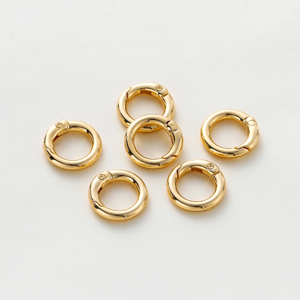 5Pcs 20mm 14K/18K Gold Color Brass Round Connector Clasps for Charms Pendants High Quality DIY Jewelry Making Findings