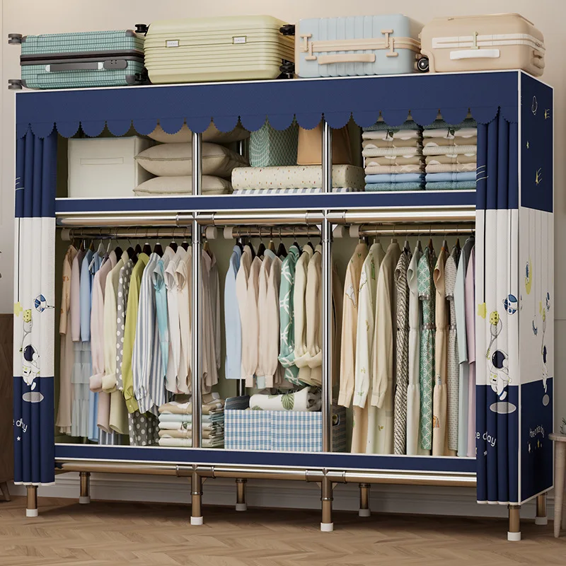 Sturdy Steel Frame Wardrobe Upgrade Easy Closet Bedroom Durable Modular Storage K26 Ideal for Rentals US EU Markets Wardrobe