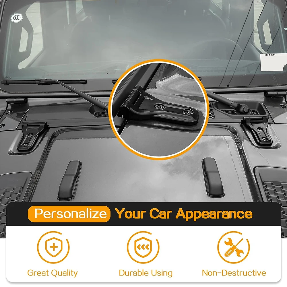 Engine Hood Hinge Cover Exterior Decoration Accessories For Jeep Wrangler JL JLU & Gladiator JT 2018-2023