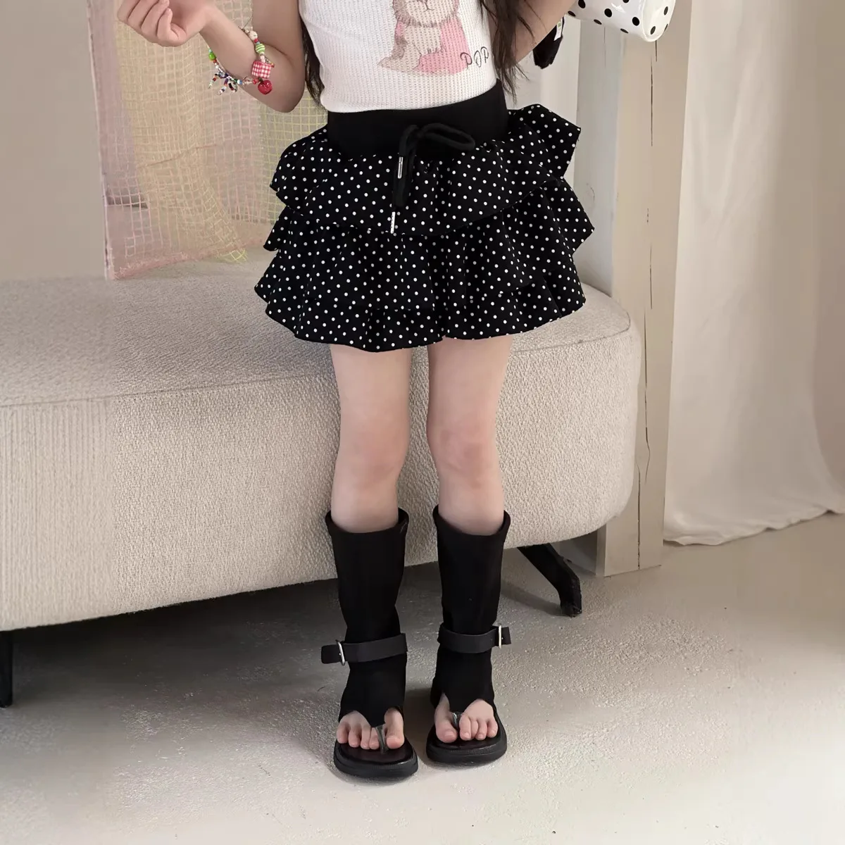 Saia Infantil Feminina 2026 Primavera Verão Nova Coleção Roupa Infantil Estilo Coreano Menina Bebê Moda Doce Saia Bolha de Poá