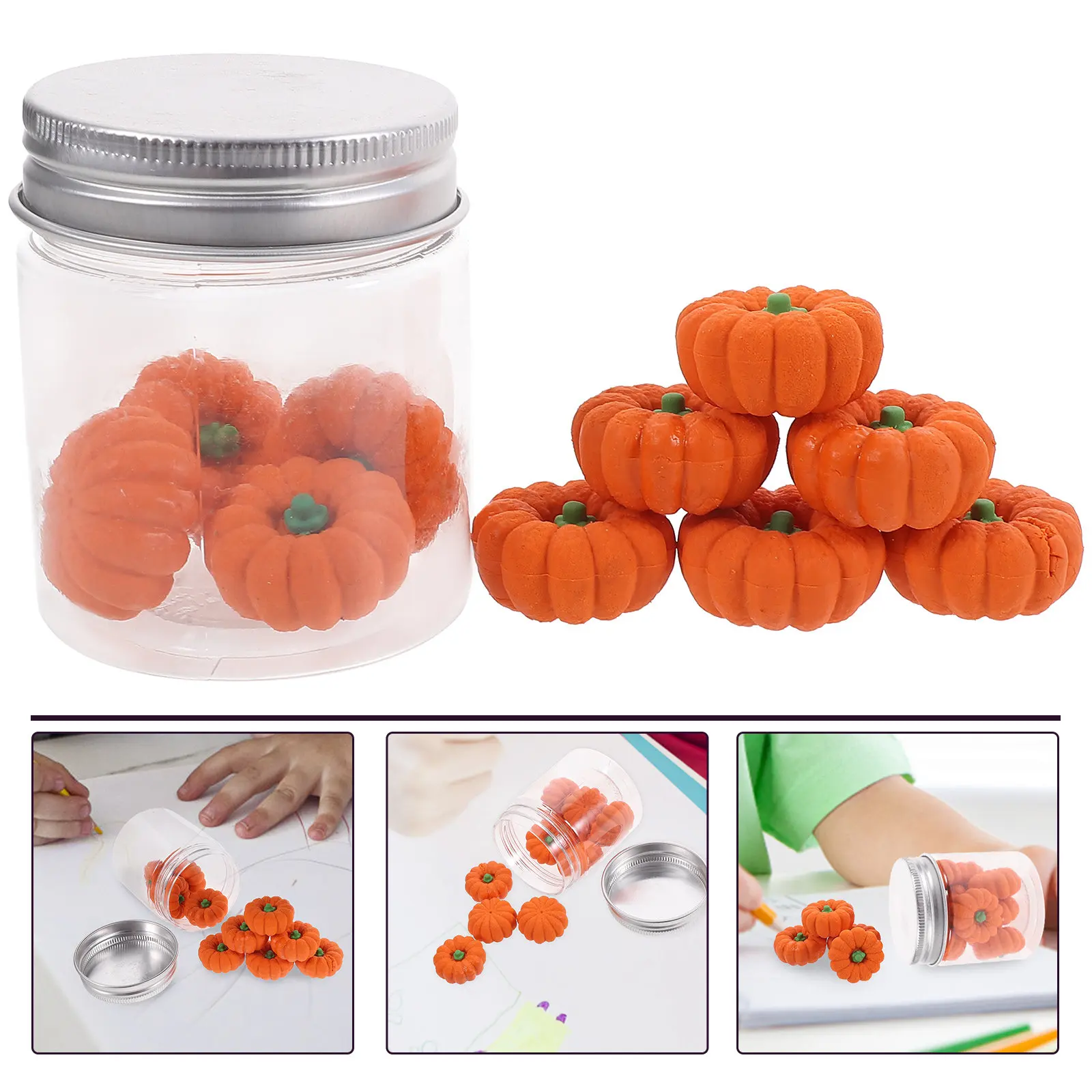 Pumpkin Erasers Bulk Pack Cute Mini Erasers for Drawing Pencils Tpr Safe Smooth Erasing Portable Delicate Student Supplies