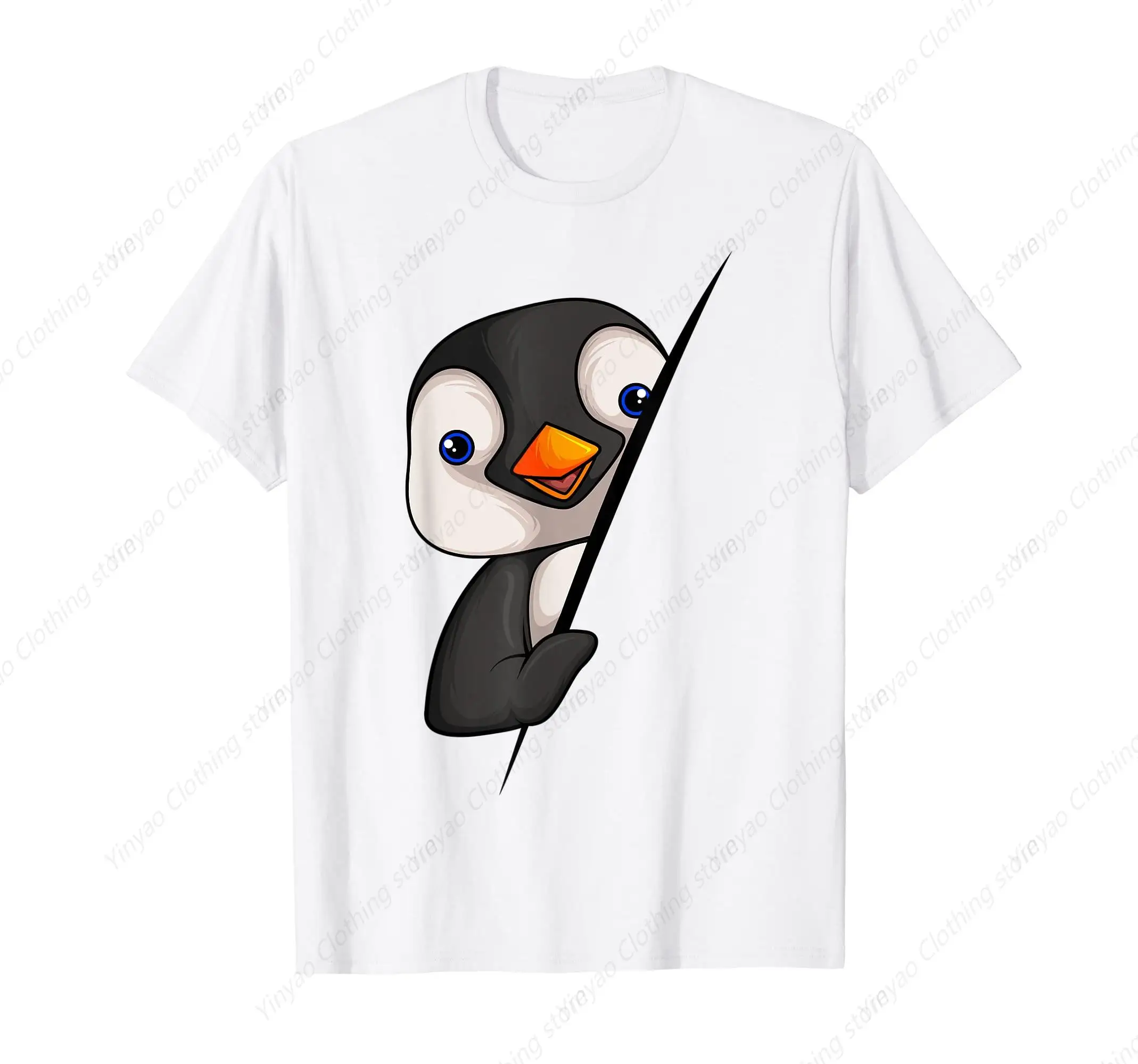 

Fun and Cute Penguin Animal Printed Men's and Women's T-Shirts Pure Cotton Casual Daily Gift Shirt White