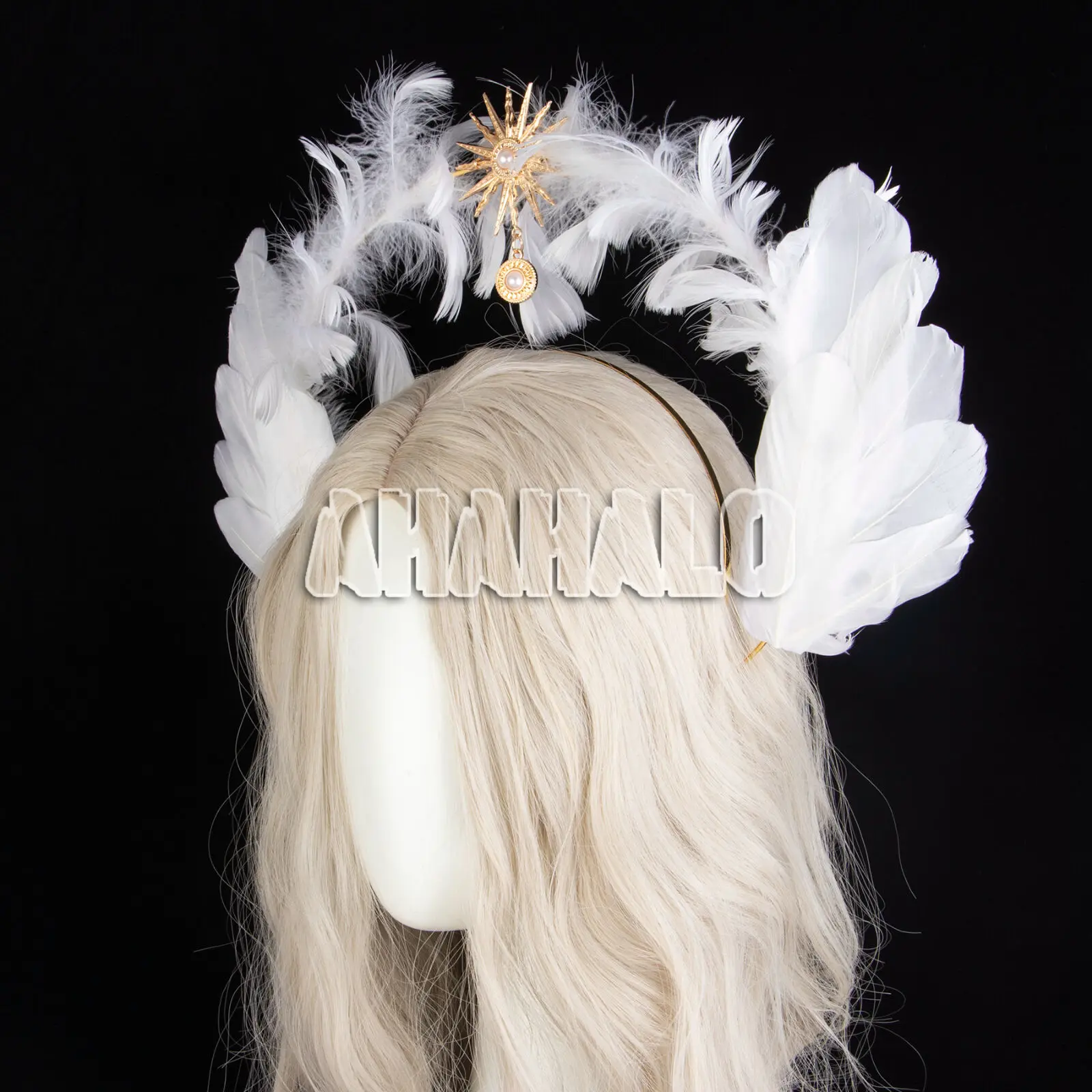 Tocado de corona de Halo de alas de plumas de ángel para mujeres y niñas, diadema Lolita gótica de princesa, accesorios Kawaii para fiesta de Halloween