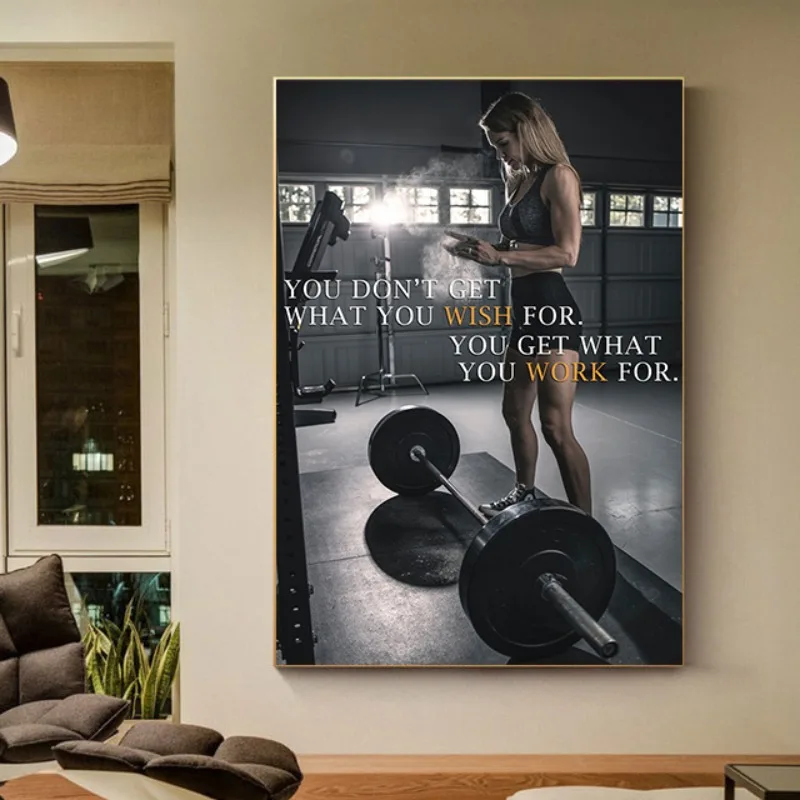 Motivational Fitness Posters Inspirational Quotes Canvas Print Bodybuilding Workout Wall Art for Home Gym Decor Men Women Poster