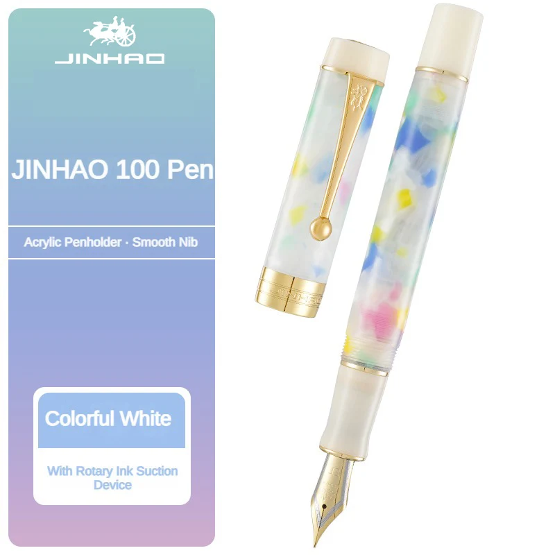 Jinhao Centennial Resina Fountain Pen, Bent Nib, Clipe de Ouro, Negócios, Escritório, Material Escolar, Papelaria, EF, F, M, EF, 100, PK 9019