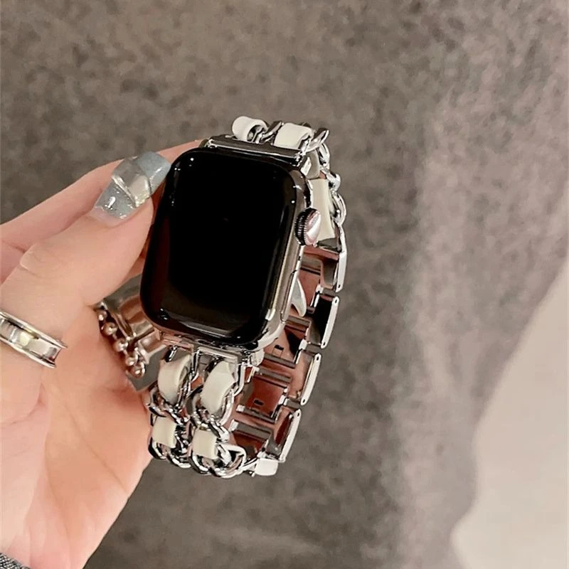 

Xiaoxiangfeng metal double chain strap compatible with iWatch strap 38mm40mm 41mm 42mm 44mm 45mm 49mm fashionable handmade strap