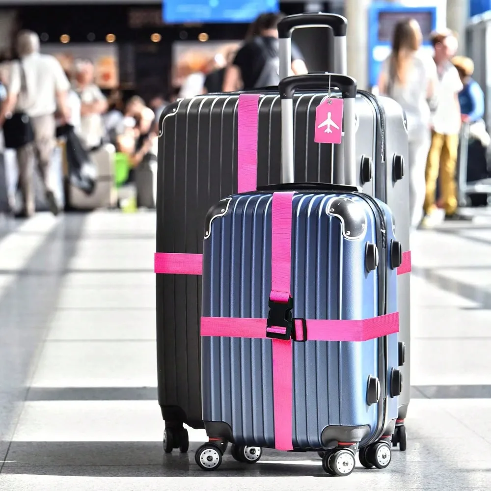 Gepäckgurtset mit Gepäckanhänger. Mehrere Farben von Gepäckgurten, geeignet für verschiedene Gepäckarten. Geeignet für Reisen – Detail 4