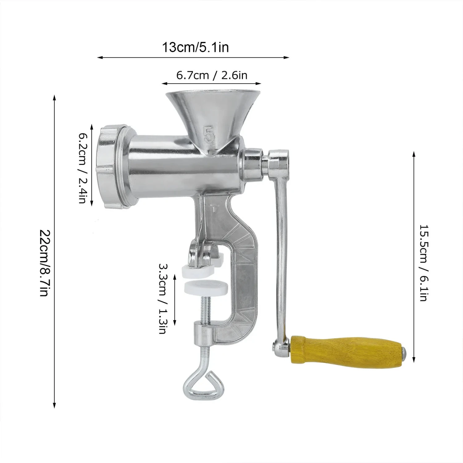 Versatile, Durable, and Efficient Elegant Silver Manual Aluminum Meat Grinder: Complete Kitchen Tool for Mincing Meat, Making Sa