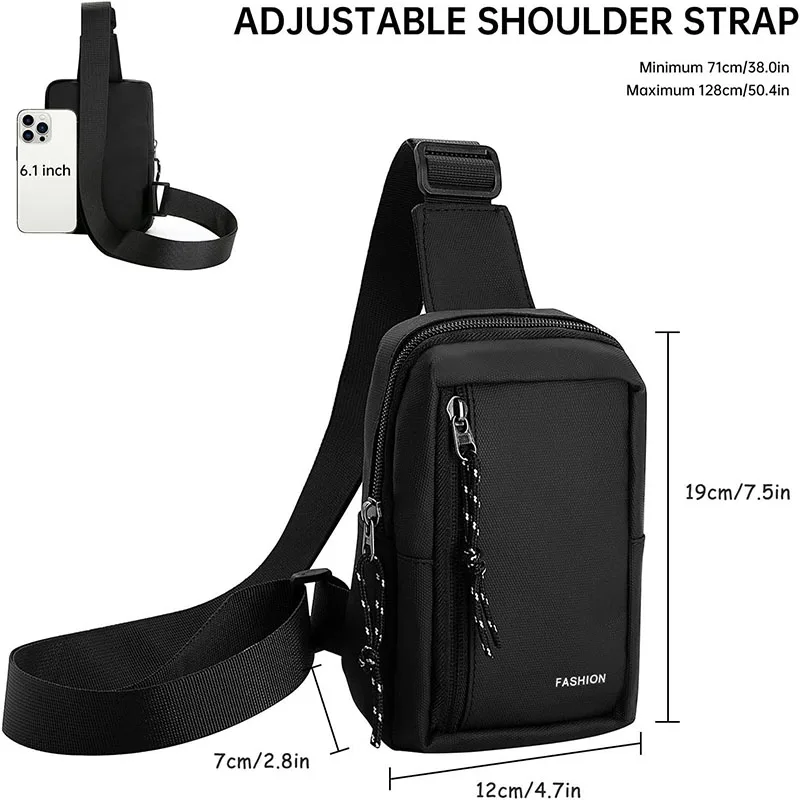 Mini Sling Chest Bag Men Women Small Waterproof Shoulder Crossbody Bag Casual Phone Chest Bag for Travelling Hiking image 3