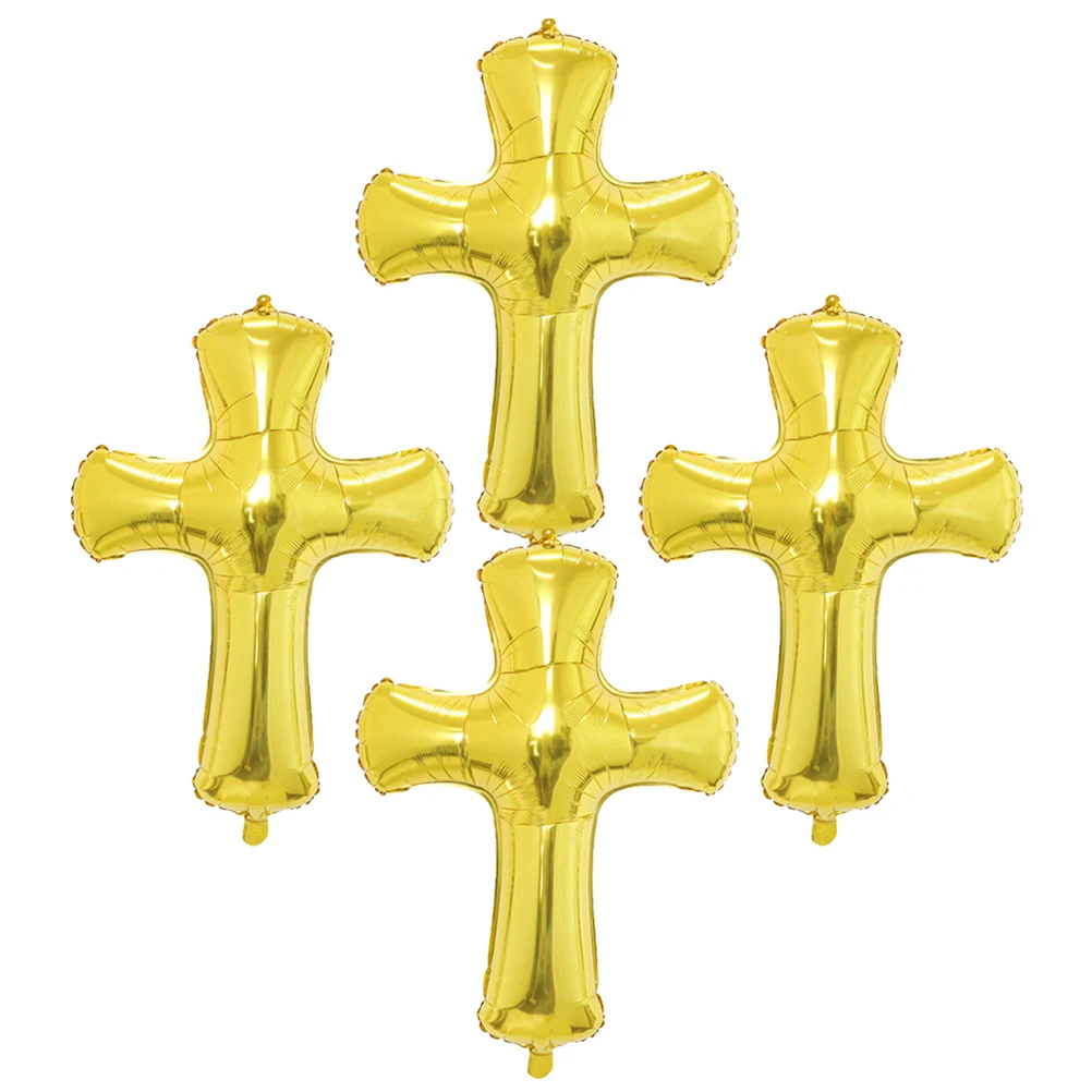 

4pcs Golden Balloons Foil Cross Balloons Baptism Decor Baby Shower Christening Aluminum Helium Birthday Party Ornament