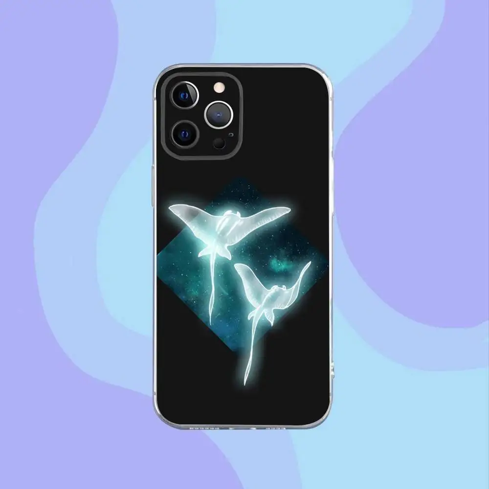 حافظة هاتف Ocean Animal Manta Ray لهاتف iPhone 16,15,14,13,12,11 Pro,Max,Plus,X,XS,XR,SE,سيليكون شفاف صغير ناعم