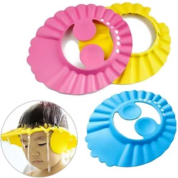 Touca de banho ajustável para crianças, monocromática, estilo fivela, banho, impermeável, proteção auricular, chapéu para cabelo do bebê, tampa da cabeça