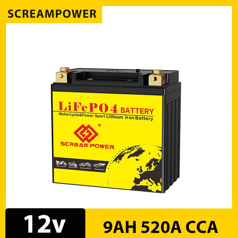 Lithium Motorcycle Battery 14L-BS 12v 9Ah with Charger LiFePO4 Battery,Deep Cycles CCA 520A For Motorcycle Lawn Mower ATV UTV