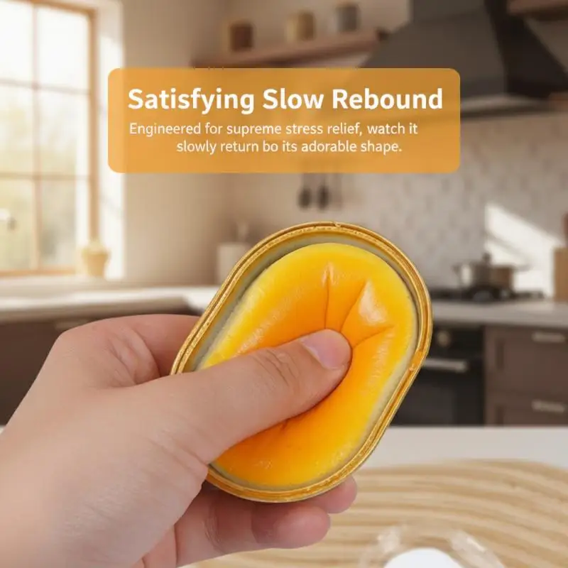 Simulated Cheese Bread Squeeze Toy Stress Relief Slow Rising Sensory Fidget for Anxiety ADHD Autism Gift for Kids Adults
