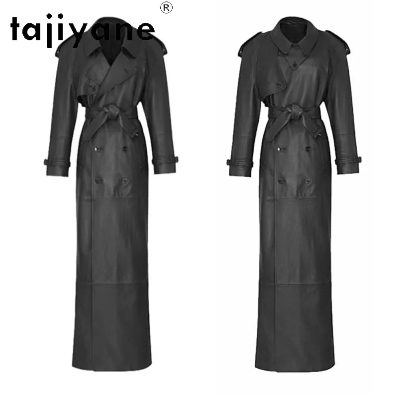 TAJIYANE Genuine Leather Jacket Women Sheepskin Belted Slim Fit Jackets Long Leather Trench Coat Length 145cm Outerwear Jaqueta