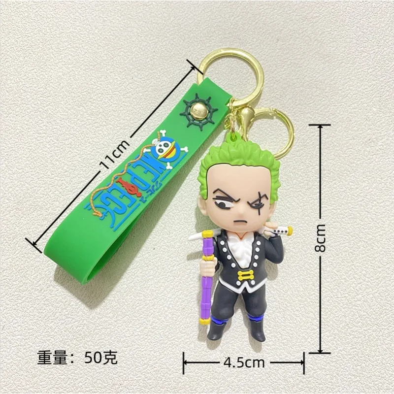 سلسلة مفاتيح على شكل رسوم متحركة يابانية قطعة واحدة لوفي زورو كاواي هدية صغيرة بضائع أنيمي