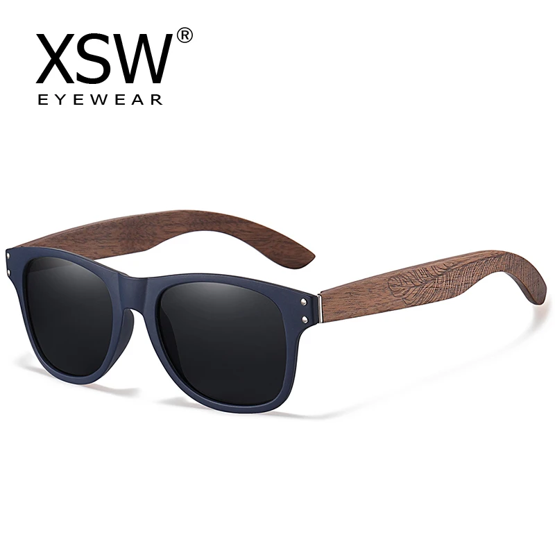 XSW Wooden Sunglasses Men's polarized fashion Black Walnut Sunglasses Log Black Eco-friendly Degradable Black 8001