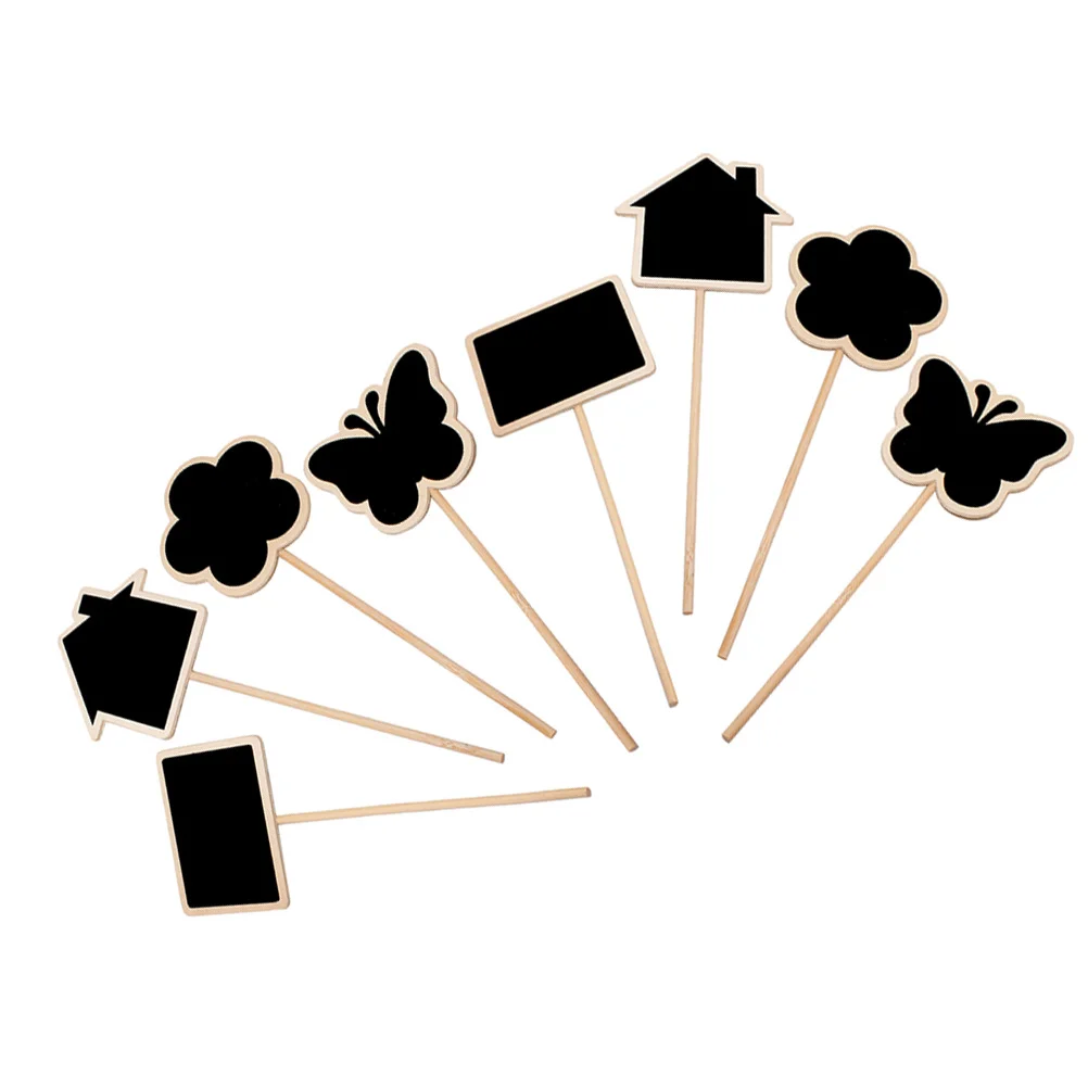 

8Pcs Mini Chalkboard Toppers Wooden Creative Signs for Garden Plants Flower Tags Black Board Markers for Herbs