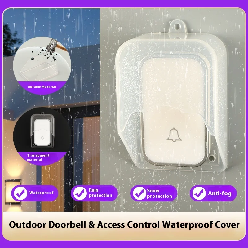 The 3-Color Available Doorbell Waterproof Rain Cover PC Transparent Shell Is Easy to Install, Beautiful and Waterproof