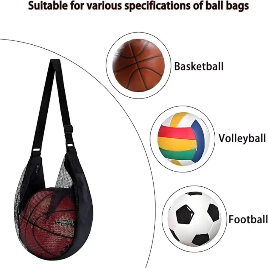 New 4/2/1pcs Anti-Tear Mesh Single Ball Bag Portable Storage Net Bag Fits Size 7 Basketball Soccer Volleyball Adjustable Strap view 6