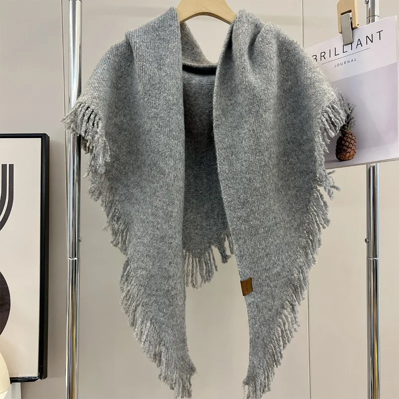 1 stücke frauen Schal Elegante Weiche Quaste Rand Großen Schal Warme Winddicht Multifunktionale Outdoor Zubehör Kälte Schutz – Detail 4