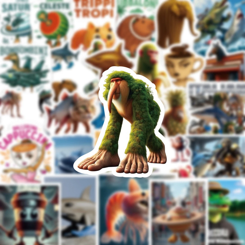 

10/30/50pcs Tung Tung Sahur Funny Cartoon Stickers Italian Brainrot Abstract Animal Decals Laptop Phone Bike Luggage Car Sticker