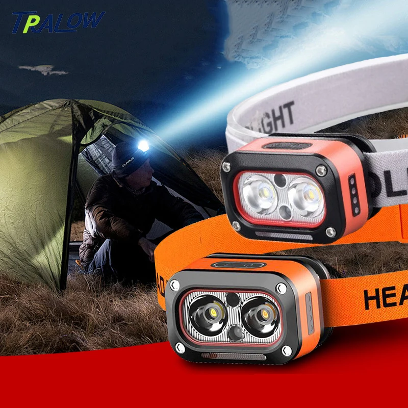 

TRALOW Headlamp Rechargeable Super Bright Head Lights for Forehead 5 Modes Waterproof Lamp Running,Fishing,Hiking,Camping