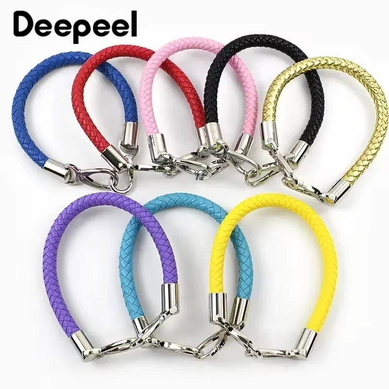 1Pc 40/50/60cm Metal PU Leather Bag Strap Round Rope Silver Buckle Women Handbags Handle Bags Shoulder Straps Purse Accessories