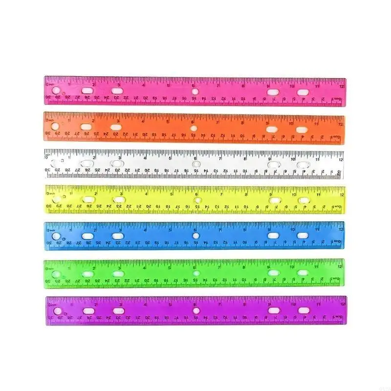 

Drawing Ruler with Hole 12Inch Colorful Clear Rulers Inches Centimeters Scaled