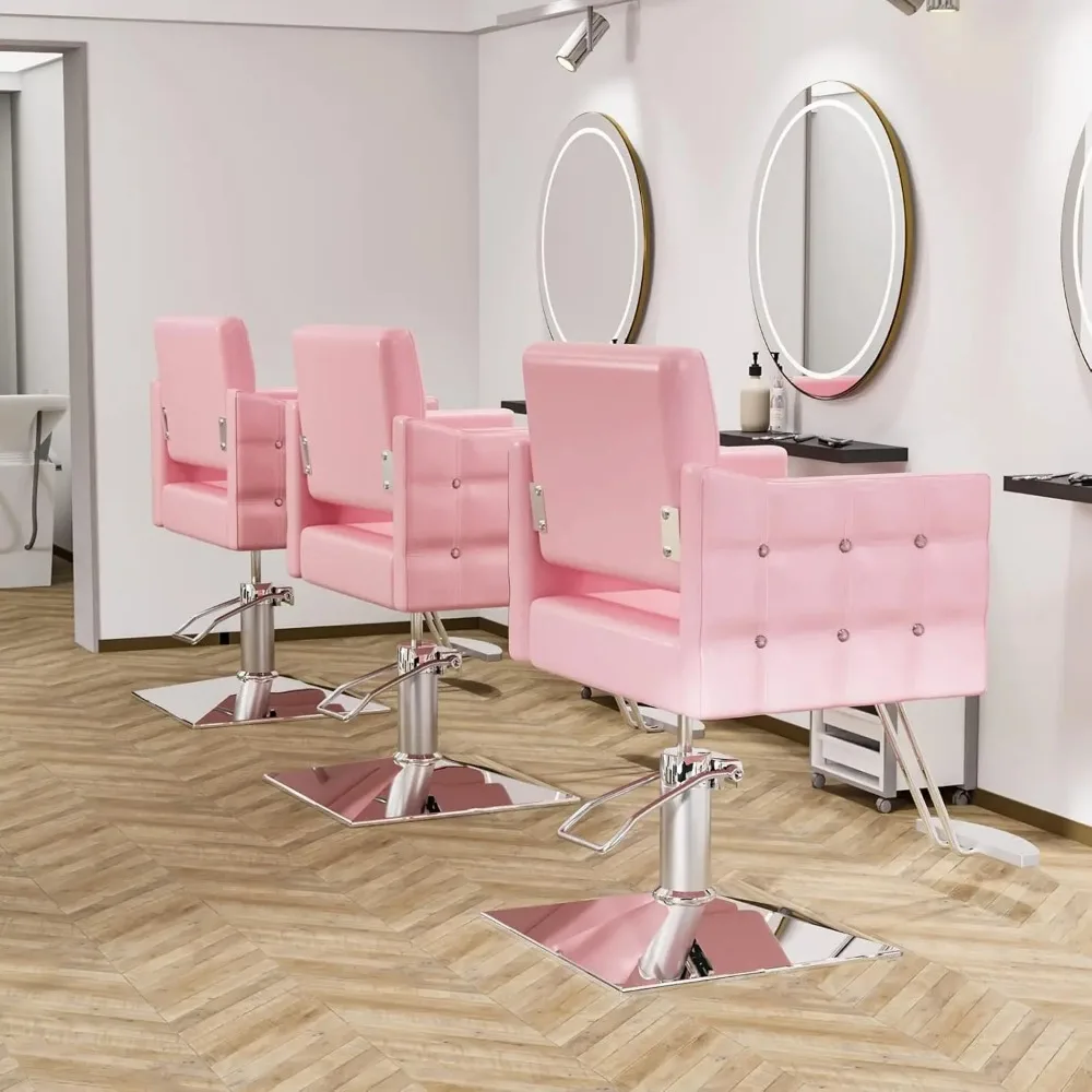 Chair Hydraulic Barber Chair for Home Barbershop Pink, Braiding Chair for Hair Stylist Heavy Duty