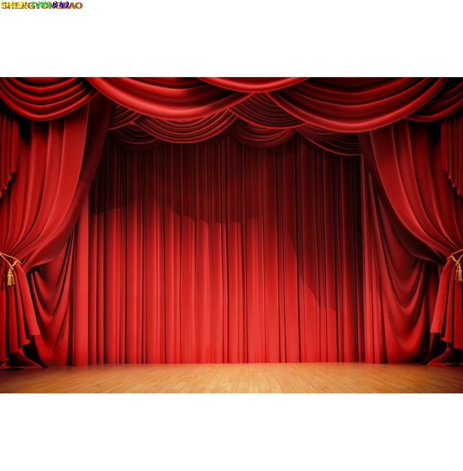 Red Stage Backdrop Carpet Stairway Spotlight Birthday Party Wedding Celebration Portrait Photography Background Photo Studio