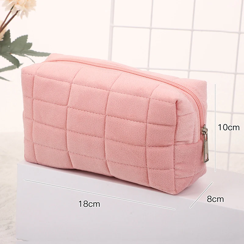 Plush Makeup Bags For Women Soft Travel Cosmetic Bag Organizer Case Young Lady Girls Make Up Case Necessaries Storage Bag