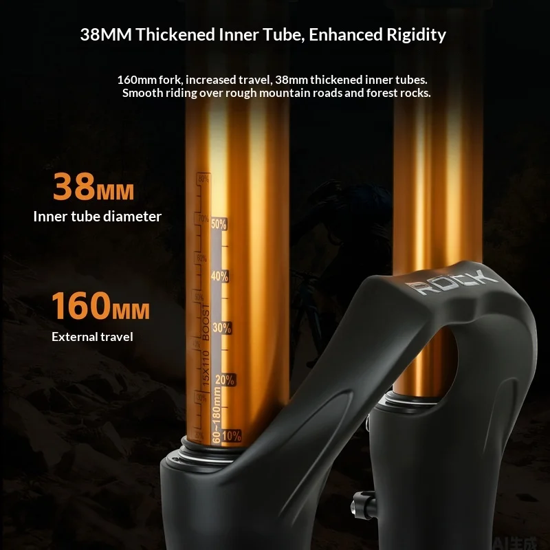 Bolany Mountain Bike Air Suspension Fork 38mm Inner Tube 160mm Travel Boost Thru Axle Damping 275 29 Inch Trail Mountain Biking