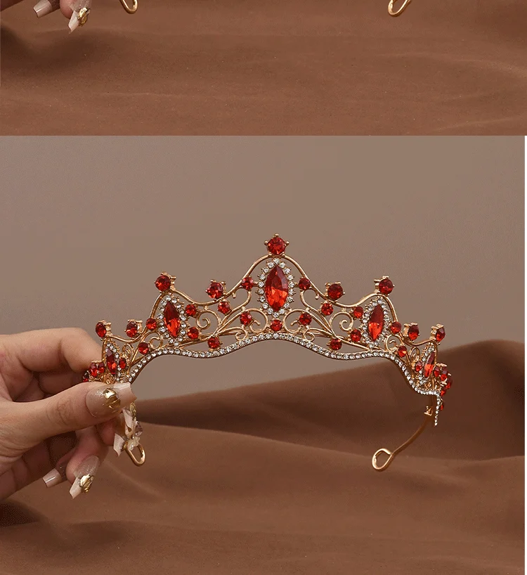 Prinzessin Königin Vintage Barock Kristall Krone Strass Tiara Für Frauen Braut Hochzeit Party Prom Schmuck Haar Zubehör – Detail 8