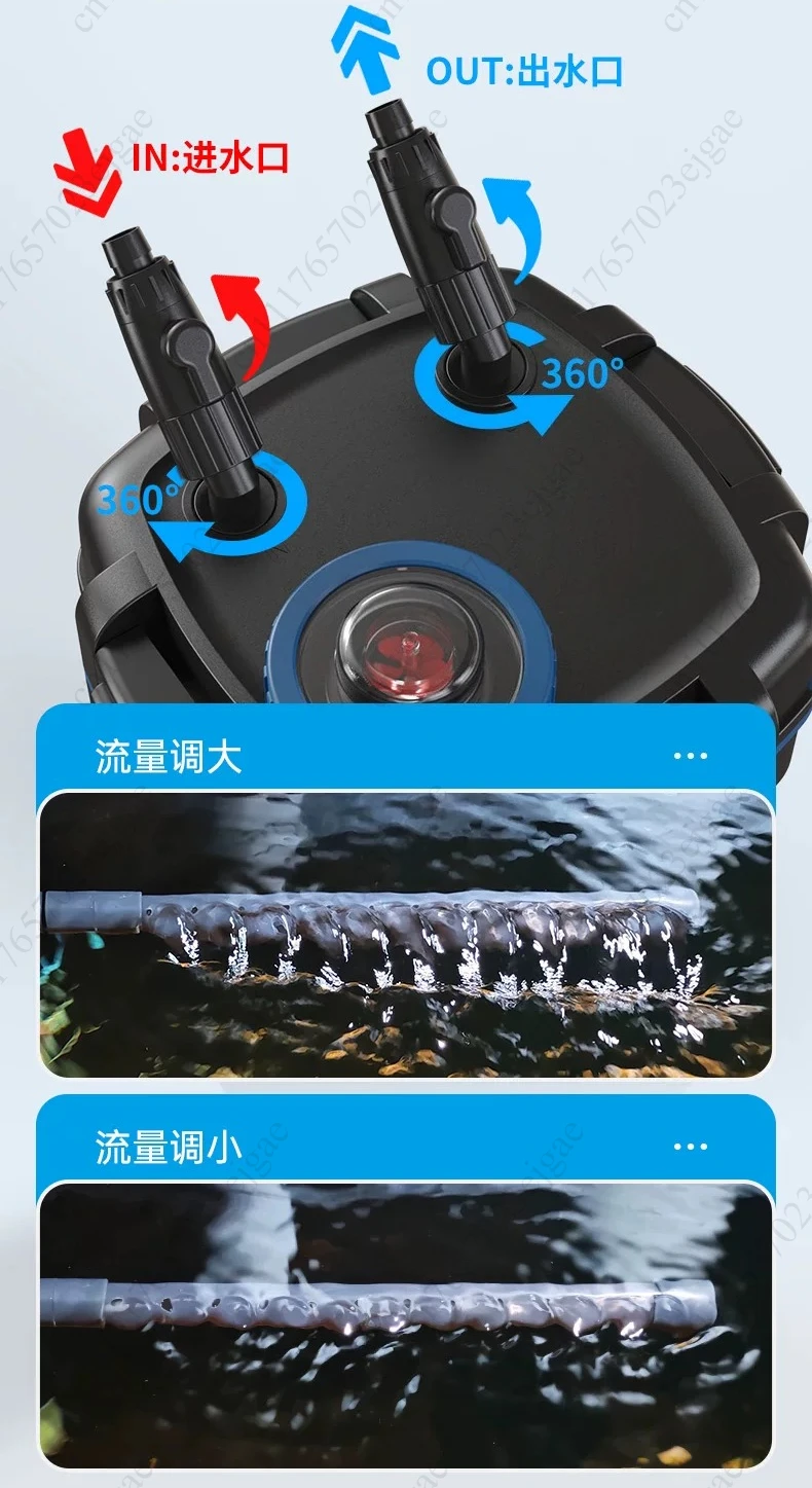 Fish Tank External Filter Canister Silent Biological Filtration Device Freshwater Saltwater Use
