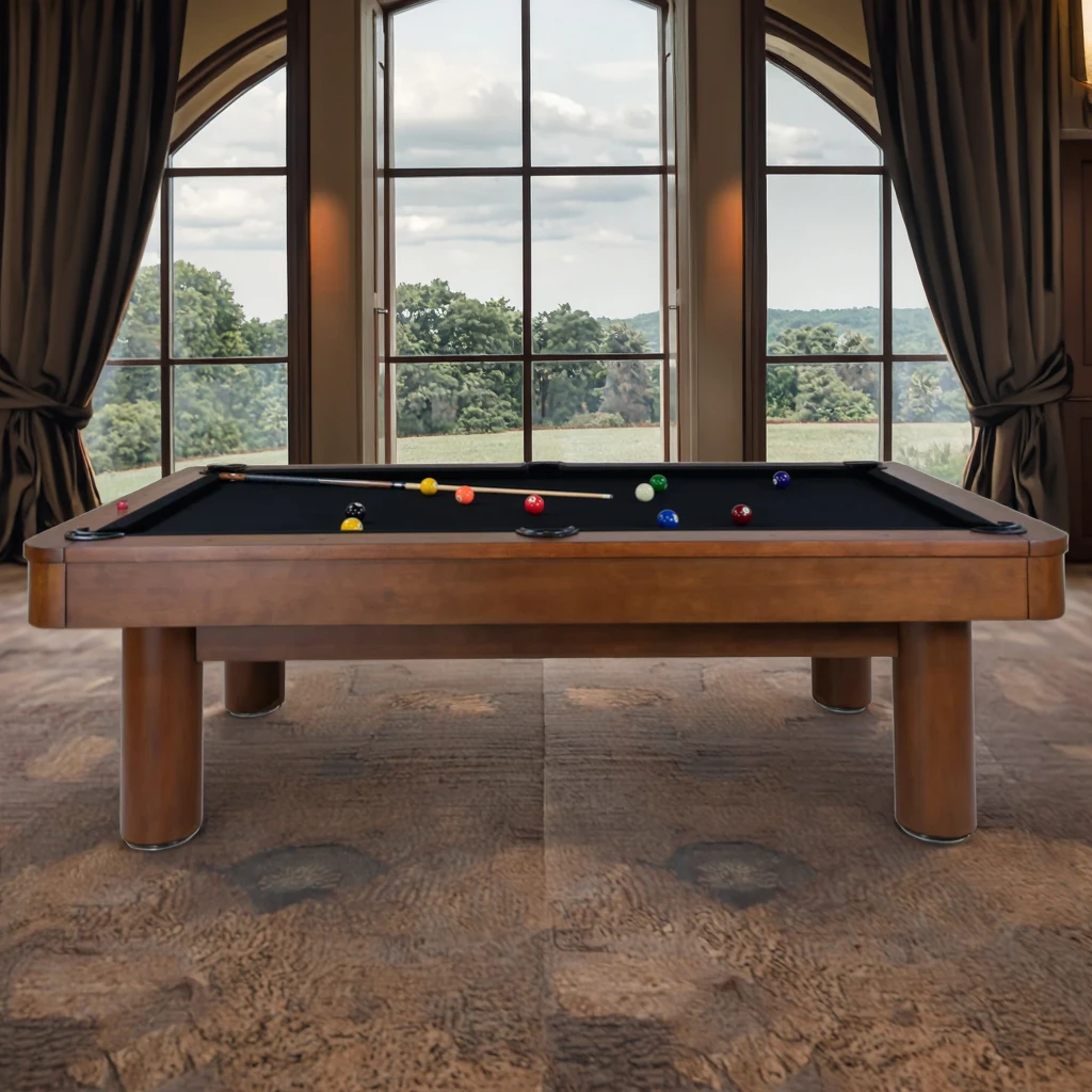 Custom 7ft 8ft 9ft Village Style Sports Game Pool Table with Wood Legs Leather Pockets Durable Tablecloth for Home Use