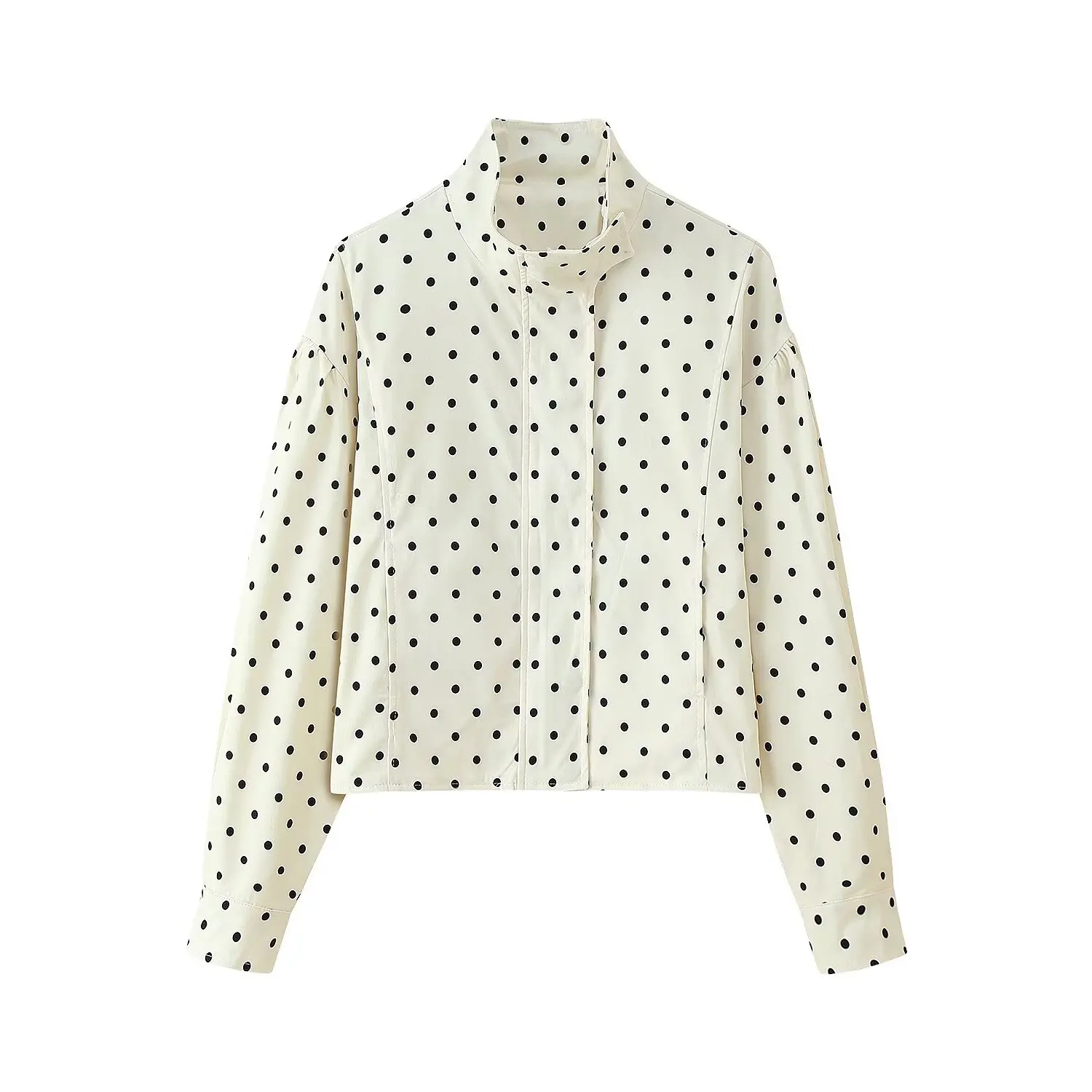 

Korejepo 2025 New Women Clothing European American Style Fashionable Simple Polka Dot Jacket Long Sleeved Short Jacket