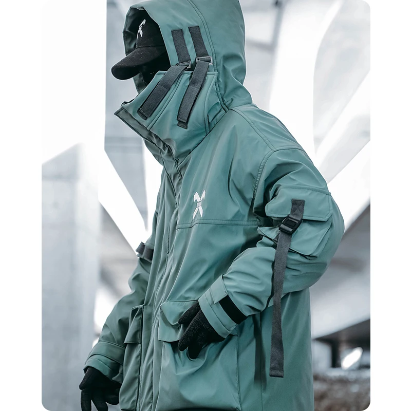 Unisex Male Fish Mouth Hooded Winter Coat Padding Puffer Jacket Heavyweight Men\'S Clothes Varsity Harajuku Hiphop High Street