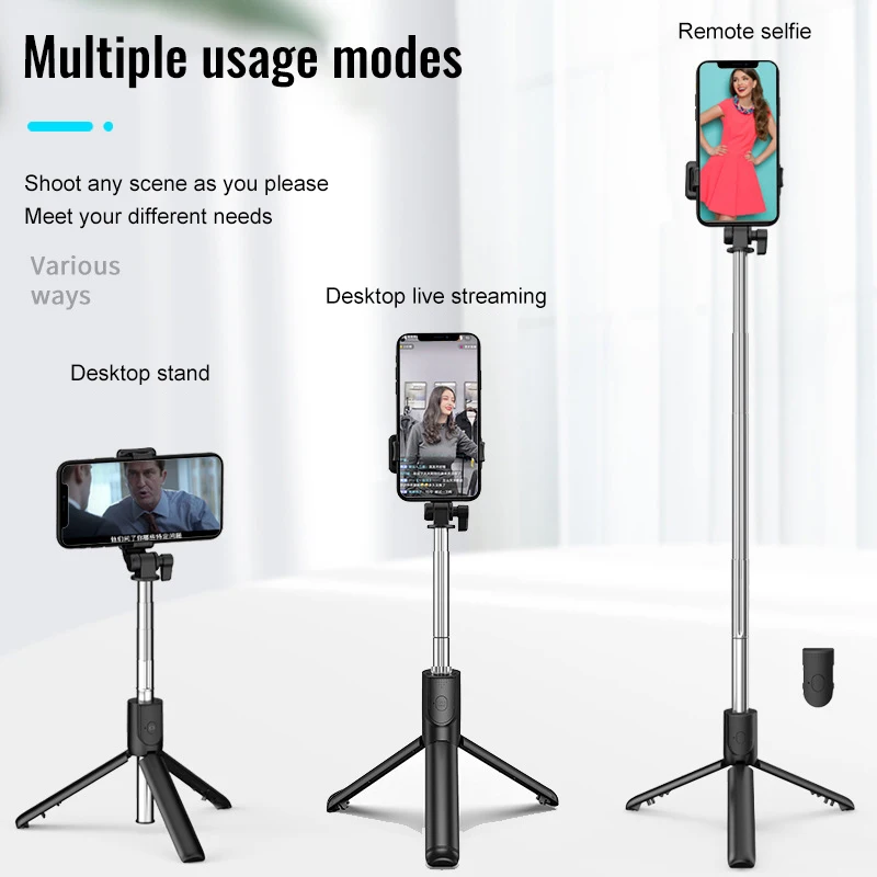 Handheld 360 Degree Flexible Sports Camera Monopod Stand Mobile Phone Mini Selfie Stick Tripod With Wireless Remote