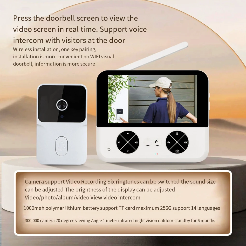 4.3 "Video intercom outdoor wireless doorbell smart home video doorbell with infrared night vision visual surveillance camera  ﻿