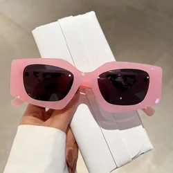 Fashion Vintage Rhombus Cat Eye Sunglasses Women For Men 2023 Trending Sun Glasses Punk Luxury Brand Designer Pink Shades UV400