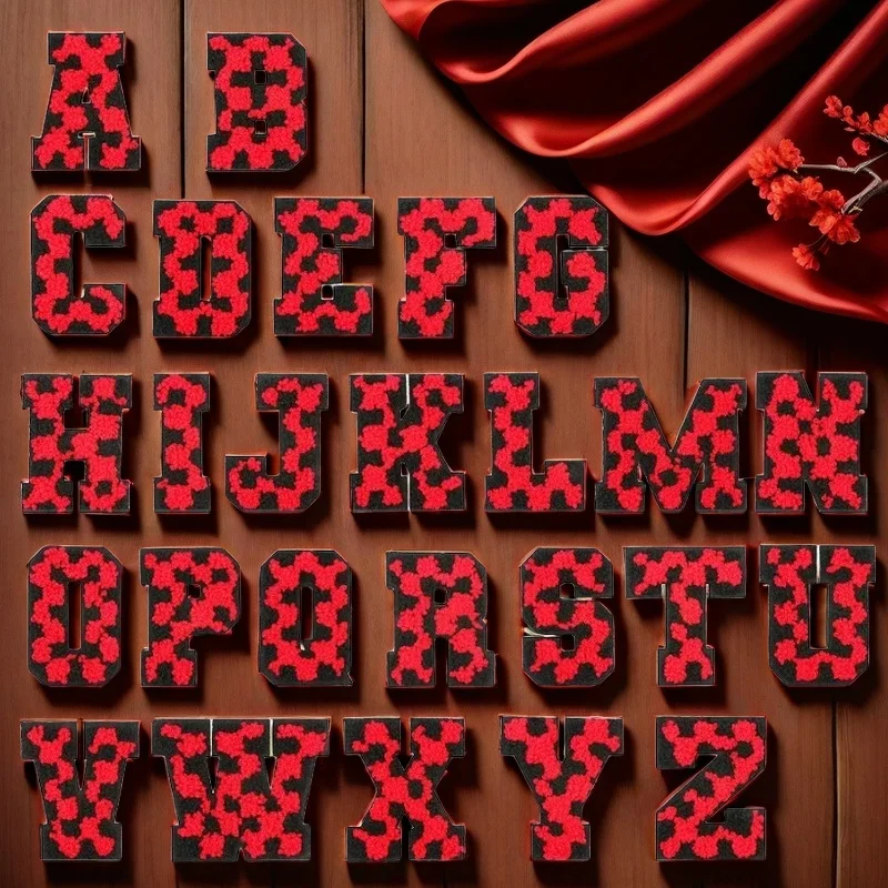 Snowflake Grid 6cm Plaid Towel Embroidery Patch Sticker Computer Embroidery Chapter Red Letters