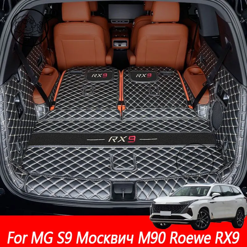 

For MG S9 Москвич М90 Roewe RX9 2026 2027 Car Boot Mat Rear Trunk Liner Cargo Leather Floor Carpet Tray Protector Mats