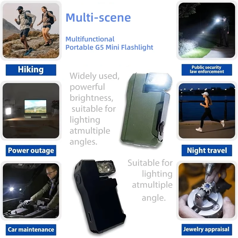 1 قطعة G5 EDC مصباح يدوي 400 لومينز RGB مقاوم للماء شعلة جيب مع 180 رأس دوار للتخييم في الهواء الطلق التنزه ضوء صغير