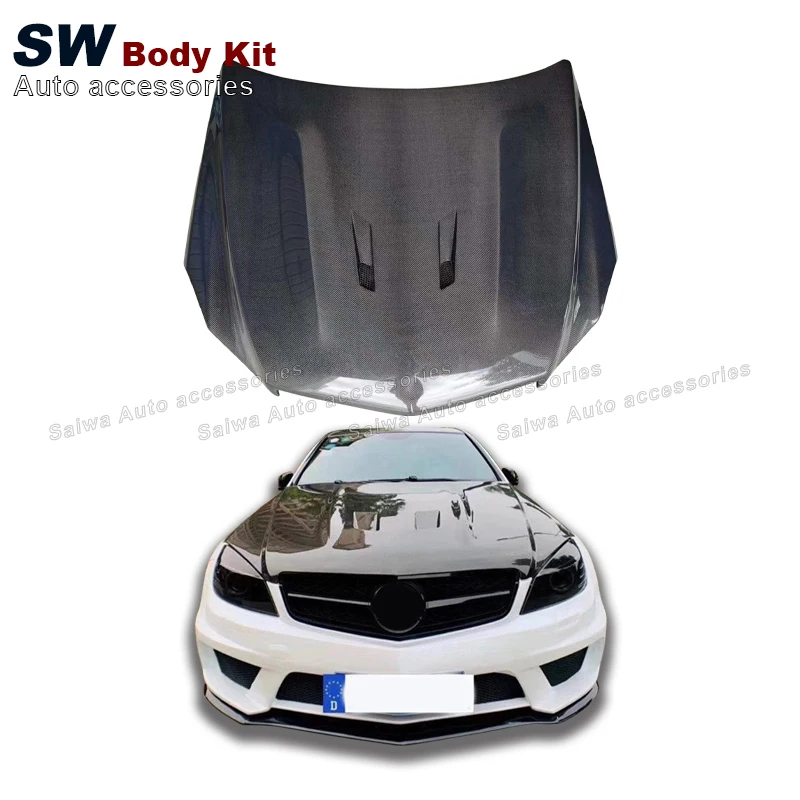 

Carbon Fiber Black Series Style Hood For Bz C-Class W204 C63 2007-2014 Upgraded Engine Valve Cover Hood Auto Parts