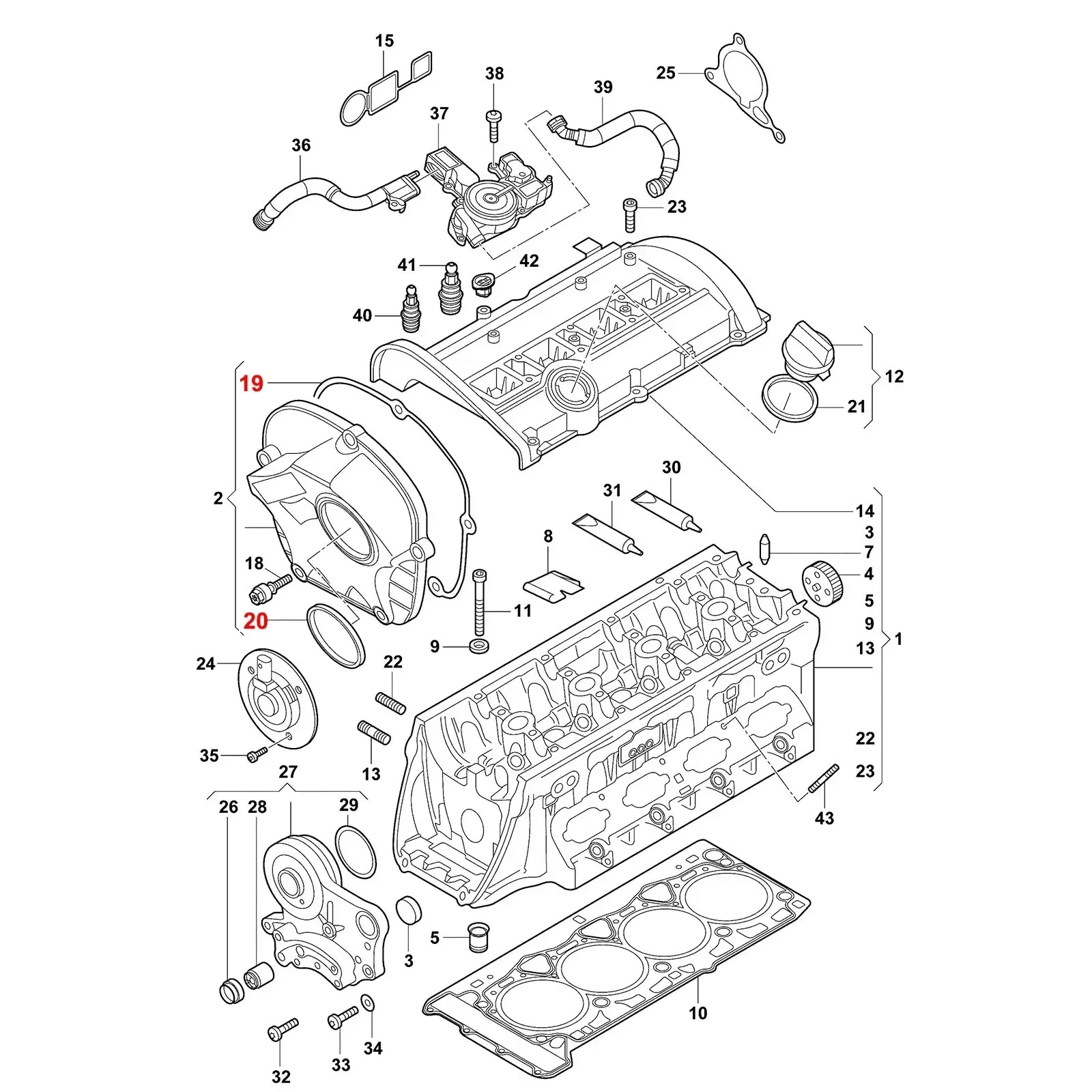 Car Parts Upper Timing Chain Cover Gasket Seal For Audi A3 A4 Quattro TT VW Passat Golf 5 6 Jetta Tiguan 06H103483C 06H103483D