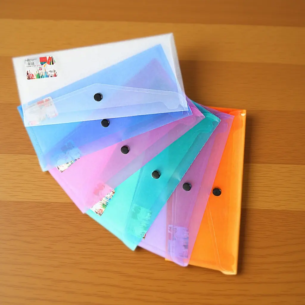 

6 шт. пластиковых прозрачных папок-конвертов для хранения документов с застежкой-кнопкой, легкие, портативные, для школы и офиса
