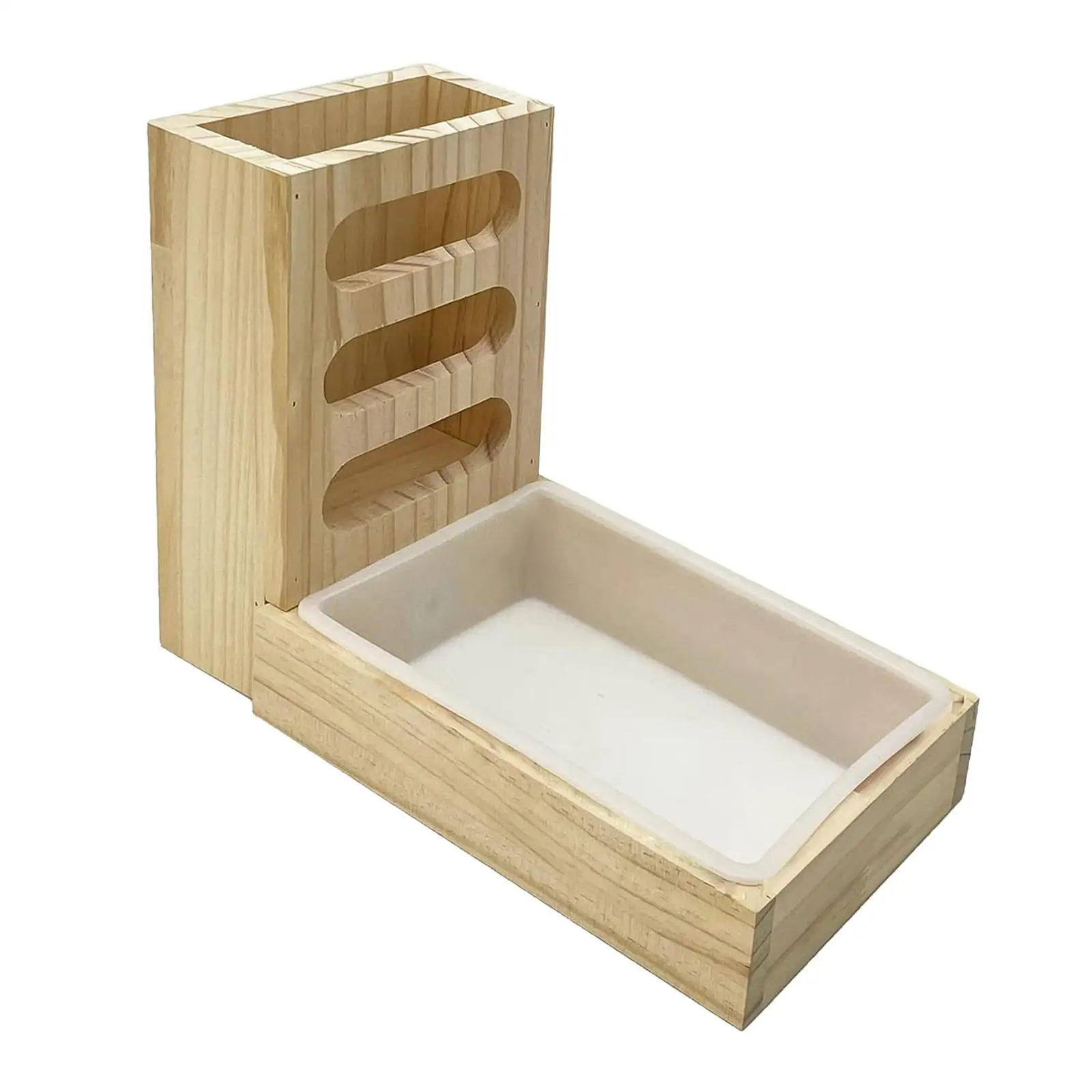 Wooden Rabbit Hay Feeder with Litter Box Bunny Hay Manger Feeder Cage Accessories for Small Animals Feeding Supplies